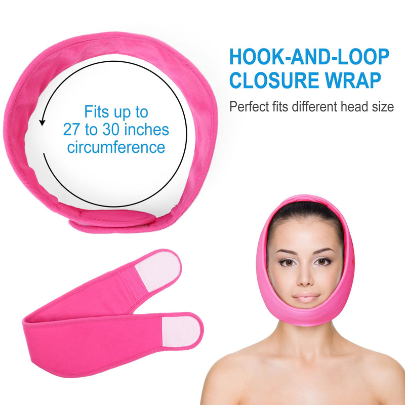 [Australia - AusPower] - LotFancy Face Ice Pack Wrap with 4 Reusable Hot Cold Therapy Gel Packs, Pain Relief for TMJ, TMD, Chin, Wisdom Teeth, Oral and Facial Surgery, Dental Implants, Pink 