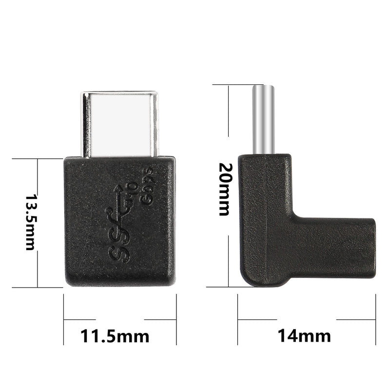 [Australia - AusPower] - GELRHONR 90 Degree USB-C Male to Female Adapter,Up&Down Angle USB 3.1 Type C Gen 2 (10Gbps) Connector,Support Charging Data Transmission,for Laptop,Tablet,Mobile Phone-2Pack 