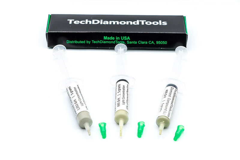 [Australia - AusPower] - TechDiamondTools Set of 3 Diamond Lapping Paste Polishing Compound 400 600 1050 Grit Lapidary Paste for Rock Glass Metal Jewelry Resin Marble with 10% of Diamond Powder USA Made 1050 600 400 grit 