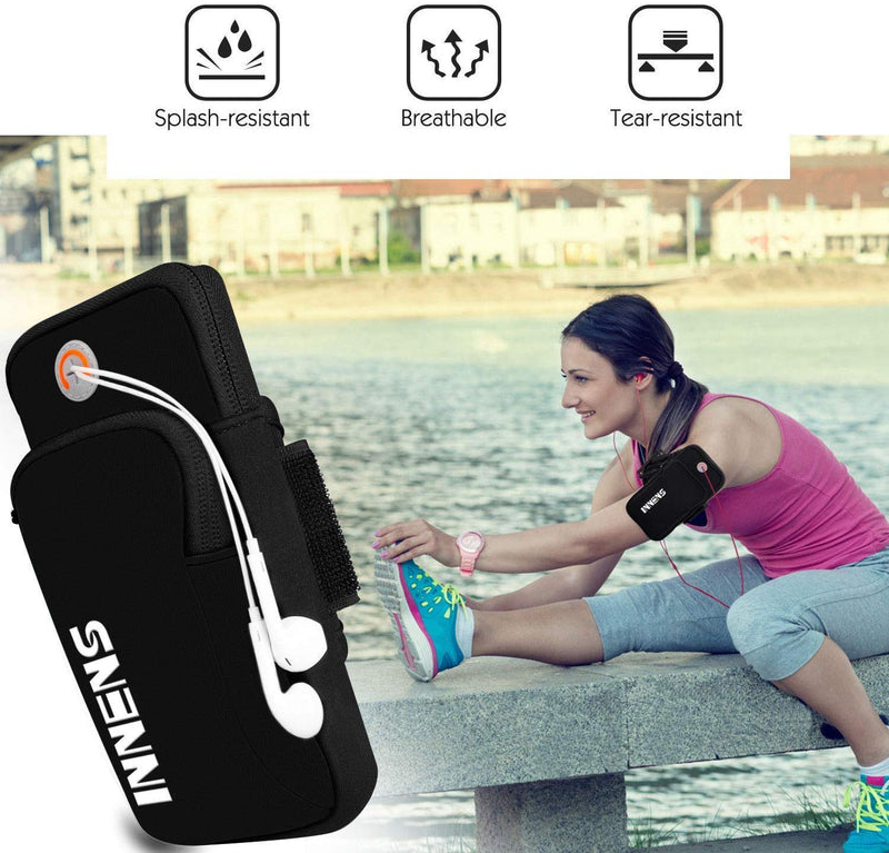 [Australia - AusPower] - Innens Cell Phone Running Armband for iPhone 13 Pro Max 12 11 XS XR 8, Galaxy S21 Ultra, Note 20 Ultra, Sports Phone Holder with Adjustable Band & Earphone Jack for Hiking Biking(7.0inch,Black) 7.0inch Black 