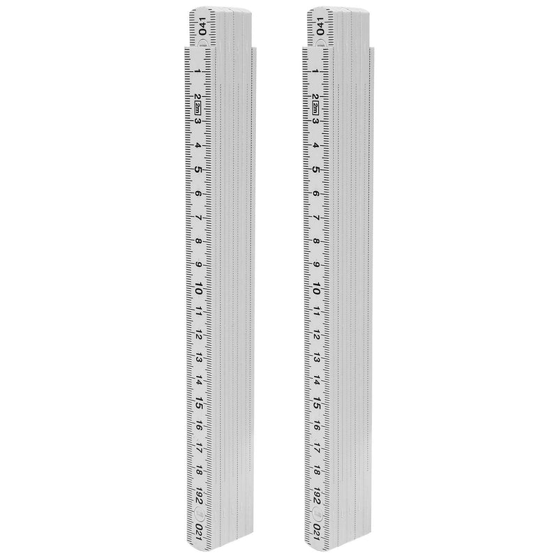 [Australia - AusPower] - 2Pcs 2m Folding Carpenters Ruler Lightweight Compact Measuring Stick Woodworking Tool Layout Tools Dimensional Measurement 