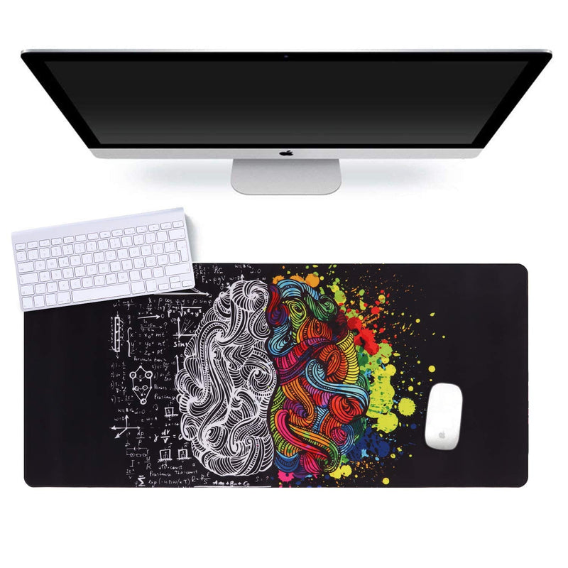[Australia - AusPower] - iCasso Extended Gaming Mouse Pad (35.4x15.7 in), Large Non-Slip Rubber Base Mousepad with Stitched Edges, Waterproof Keyboard Mouse Mat Desk Pad for Work, Game, Office, Home - Left and Right Brain 