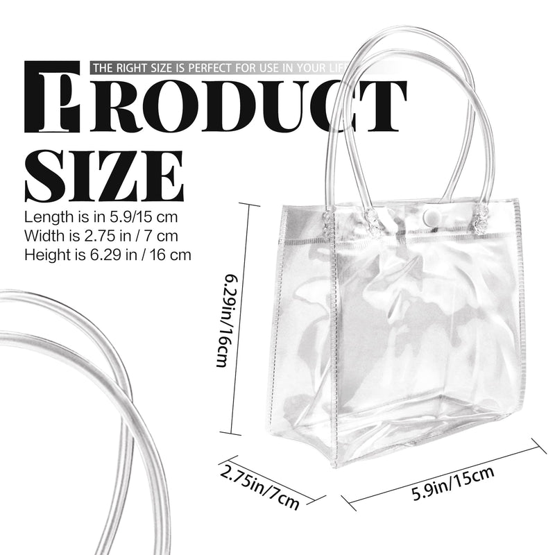 [Australia - AusPower] - BadenBach 24 PCS Clear Plastic Gift Bags with Handle,5.9" x 6.3" x 2.8",Reusable Transparent PVC Gift Wrap Tote Bag for Shopping Retail Merchandise Boutique Wedding Birthday Baby Shower Party Favor 1 Count (Pack of 24) 