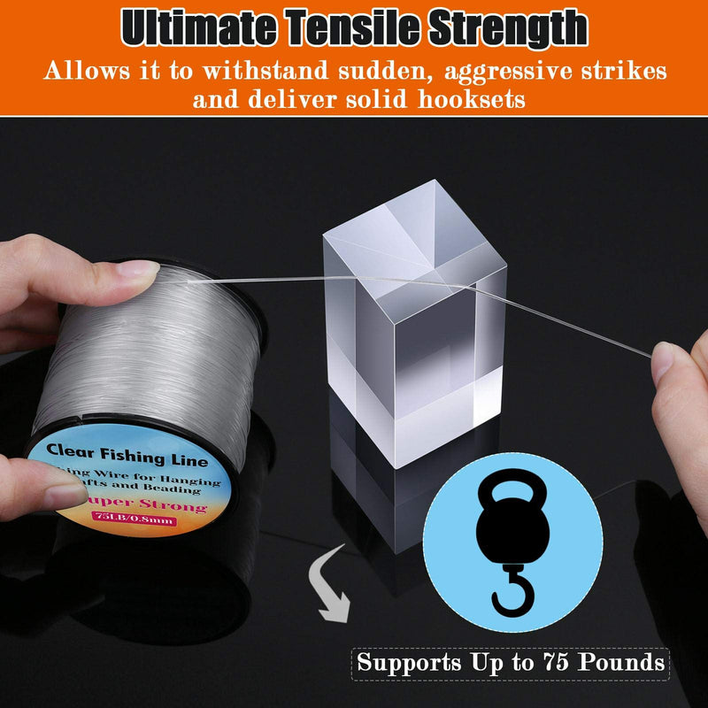 [Australia - AusPower] - Strong Fishing Line Clear, Acejoz Thick Fishing Wire 0.8mm Invisible Hanging Wire Heavy Duty Monofilament Line 70 Lb Test for Hanging Decoration Balloon Garland Crafts 