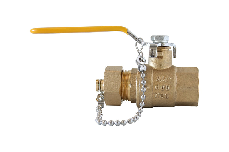 [Australia - AusPower] - CFI 3/4" Female Thread x Hose Thread Full Port Brass Ball Valve with Chain and Cap 