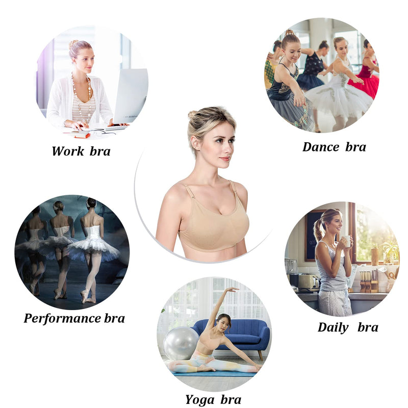 [Australia - AusPower] - MOLLDAN Professional Ballet Dance Bras for Women&Girls Seamless Freebra with Adjustable Clear Straps No Sponge Big Girls 12-15years（bust26-29“） 