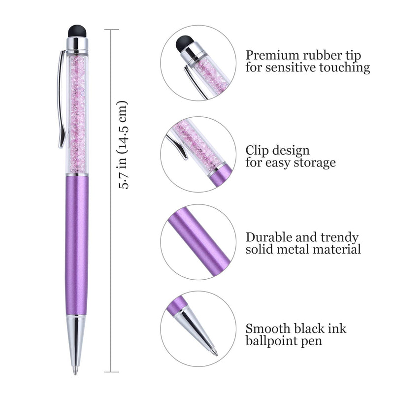[Australia - AusPower] - Stylus Pens, OKRAY 6 Pack 2-in-1 Combo Slim Crystal Touch Pen Ballpoint with Black Ink Compatible with Pad/Tablet, iPhone, Android, Samsung Galaxy, HTC, Nexus and All Touch Screen Devices 