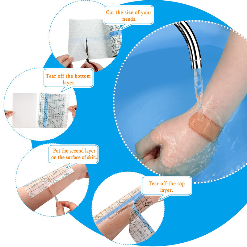 [Australia - AusPower] - 4 Rolls Transparent Stretch Adhesive Bandages Waterproof Clear Bandage Protective Adhesive Bandages Dressing Tape (6 Inch x 5.47 Yard) 6 Inch x 5.47 yard 