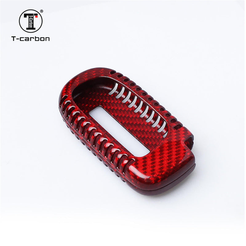 [Australia - AusPower] - MissBlue Carbon Fiber Key Fob Cover for Jeep Car Remote Key, for Jeep Cherokee Compass Grand Cherokee SRT Renegade Smart Car Key, Light Weight Glossy Finish Key Fob Case - A Style - Red 