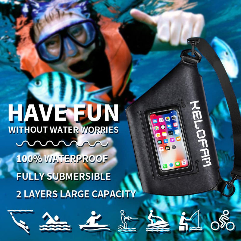 [Australia - AusPower] - Kelofam Waterproof Pouch for swimming, Screen Touch Sensitive Waterproof Bag with Adjustable Waist Strap, Super Lightweight, Bigger Space, Keep Your Phone and Valuables Safe and Dry, Dry bag Perfect for Swimming Snorkeling Boating Kayaking Beach Pool W... 