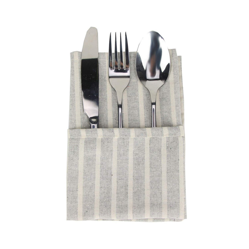 [Australia - AusPower] - INFEI Soft Broad Striped Linen Cotton Dinner Cloth Napkins - Set of 12 (40 x 30 cm) - for Events & Home Use (Grey) Gray 