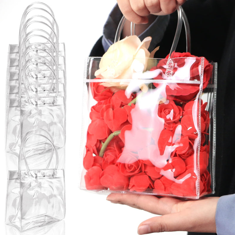 [Australia - AusPower] - BadenBach 24 PCS Clear Plastic Gift Bags with Handle,5.9" x 6.3" x 2.8",Reusable Transparent PVC Gift Wrap Tote Bag for Shopping Retail Merchandise Boutique Wedding Birthday Baby Shower Party Favor 1 Count (Pack of 24) 