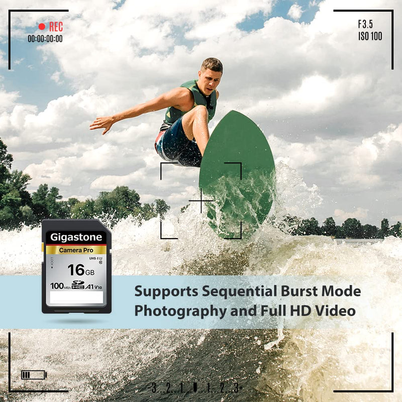 [Australia - AusPower] - Gigastone 16GB 2-Pack SD Card V10 SDHC Memory Card High Speed Full HD Video Compatible with Canon Nikon Sony Pentax Kodak Olympus Panasonic Digital Camera, with 2 Mini Cases SD 16GB V30 2PK 