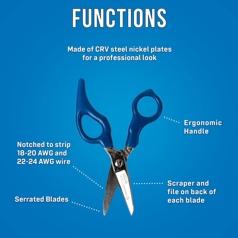 [Australia - AusPower] - Jonard Tools ES-1964ERG Stainless Steel Electrician Scissors, For Heavy Duty Use With Ergonomic Handle Ergonomic Scissors 