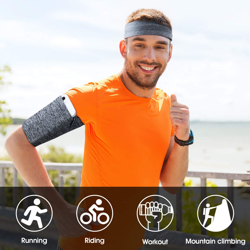 [Australia - AusPower] - 2 Pieces Phone Running Armband Sleeves Hidden Pocket Wrist Arm Band Sleeve with 2 Pieces Nonslip Stretchy Sweat Bands Headbands for Walking Exercise Workout Gardening Fishing Training Jogging 