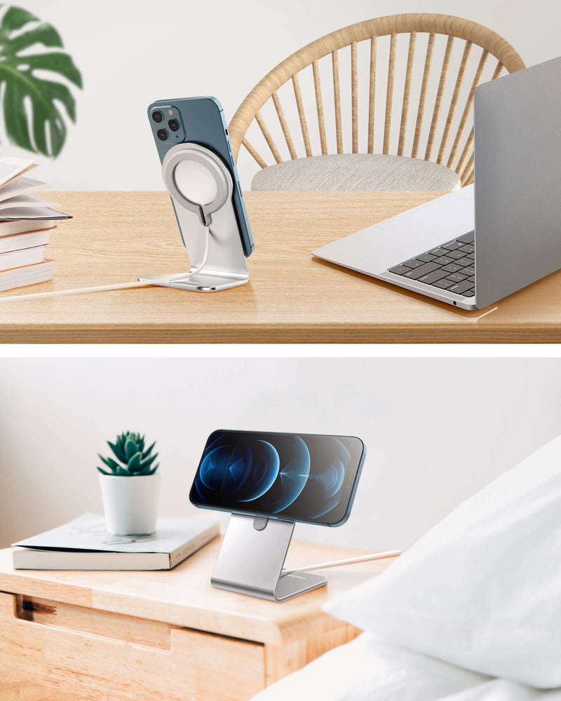 [Australia - AusPower] - Stand for MagSafe Charger, CreaDream Aluminum Stand Holder Cradle for iPhone 13 12 Series, Magsafe Accessories Compatible with iPhone 13 12 Mini, Pro, Pro Max, MagSafe Charger Not Included-Silver Silver 