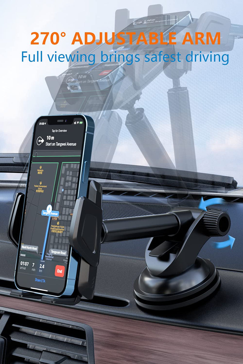 [Australia - AusPower] - [Upgraded] HANKEY Universal Car Phone Mount with Long Arm for Dashboard Windshield, Hands Free Cell Phone Holder 