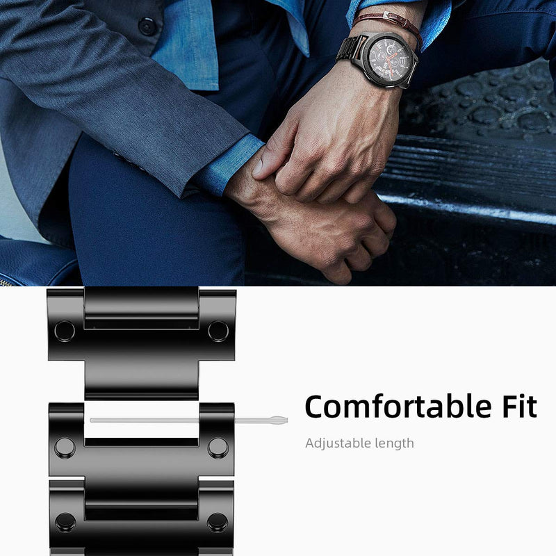 [Australia - AusPower] - Wolait Compatible with Galaxy Watch 3 45mm Band, 22mm Stainless Steel Metal Strap with Quick Release Pin for Samsung Galaxy Watch 46mm Men Black 