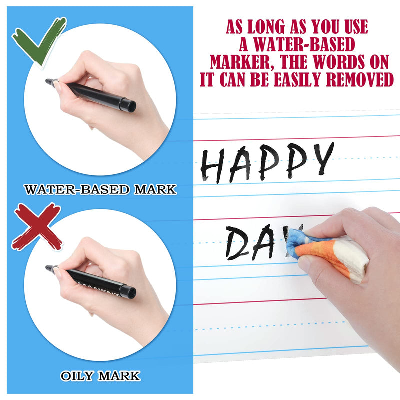 [Australia - AusPower] - 4 Pack Ruled Magnetic Sentence Strips, Lined Dry Erase Boards Magnetic Dry Erase Writing Practice Whiteboard Sheet for Classrooms Pack, Teachers, Fridge, Home 