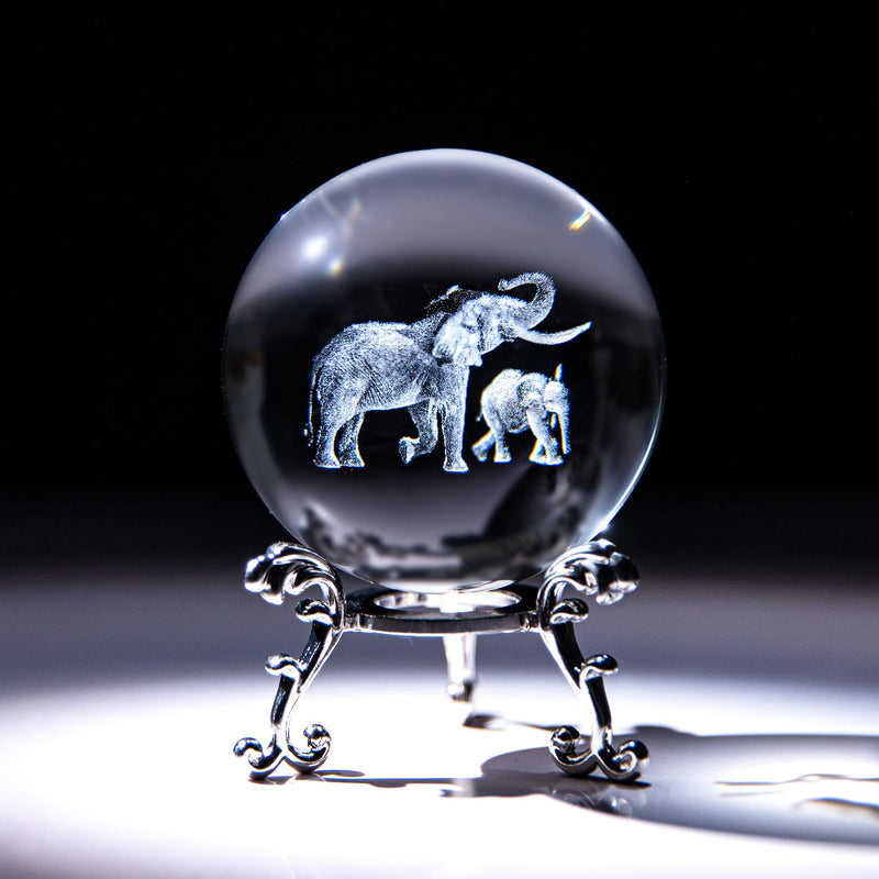 [Australia - AusPower] - 3D Laser Elephant Crystal 60mm Ball Crystal Paperweight Figurine Home Art Decor Crafts 