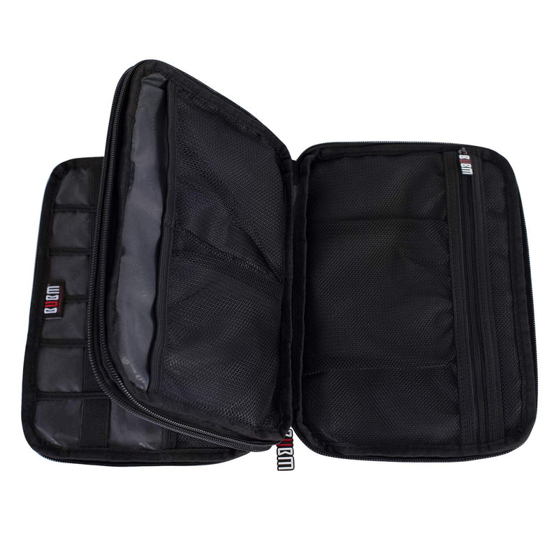 [Australia - AusPower] - BUBM Double Layer Electronic Accessories Organizer, Travel Gadget Bag for Cables, USB Flash Drive, Plug and More, Perfect Size Fits for iPad Mini (Medium, Black) Medium,2-layer 