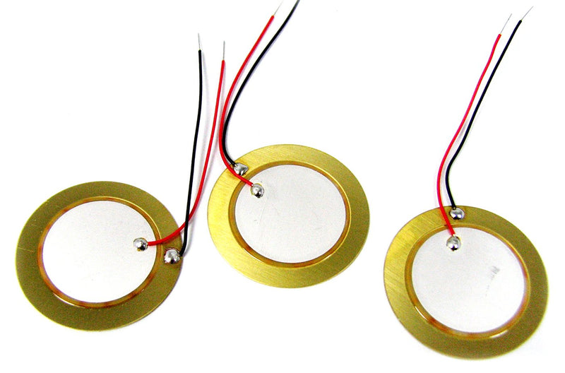 [Australia - AusPower] - 3-pack 27mm Piezoelectric Disk Elements (Contact Pickups) with 2" Leads 