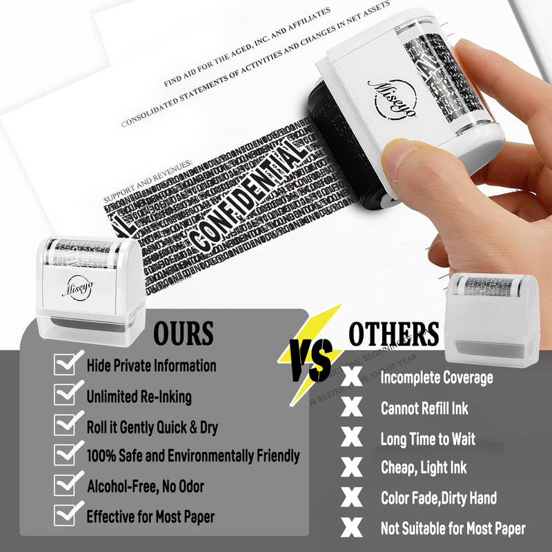 [Australia - AusPower] - Miseyo Identity Theft Protection Roller Stamp Set - White (Incleded 6 Refill Ink) 2.white 