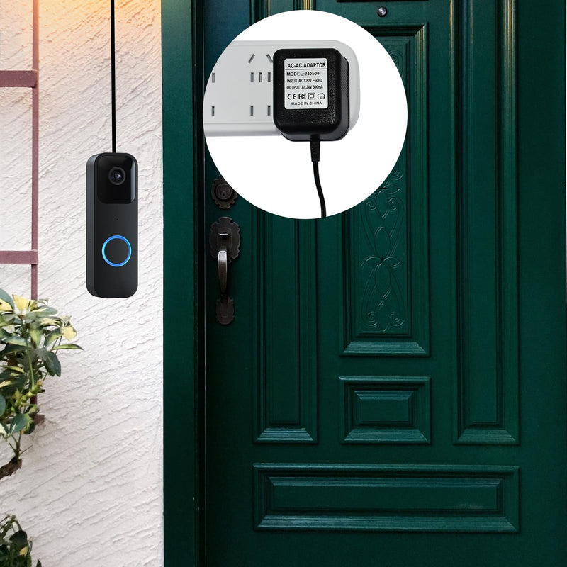 [Australia - AusPower] - VVHOOY 24V Transformer Doorbell Power Adapter Compatible with Blink, Google Nest,Wyze,Eufy Video Doorbells, C Wire Adapter 16.4ft/5m Extension Cable Doorbell Power Adapter Doorbell Supply Cord 