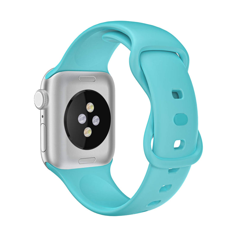 [Australia - AusPower] - Replacement Watch Bands Compatible with Apple Watch 6/ 5/ 4/ 3/ 2/ 1/ SE, Soft Silicone 38mm/ 40mm/ 42mm/ 44mm Accessory Sport Wristband Strap for iWatch (Sugar Teal, 42/44 mm - Small Size) Sugar Teal 