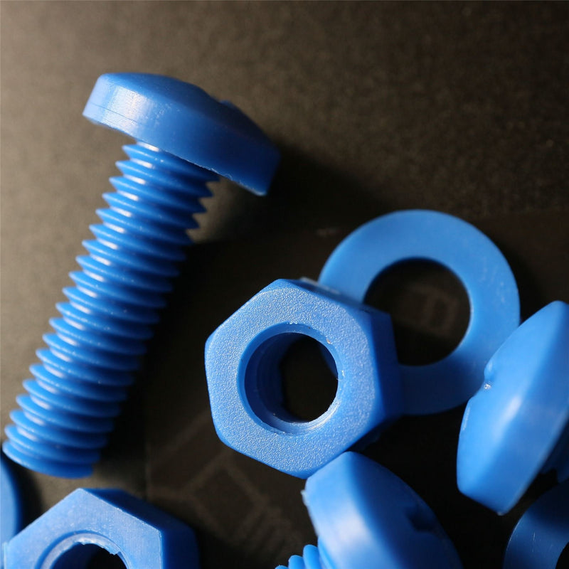[Australia - AusPower] - 20 x Blue Pan Head Screws Polypropylene (PP) Plastic Nuts and Bolts, Washers, M6 x 20mm, 15/64" x 25/32 