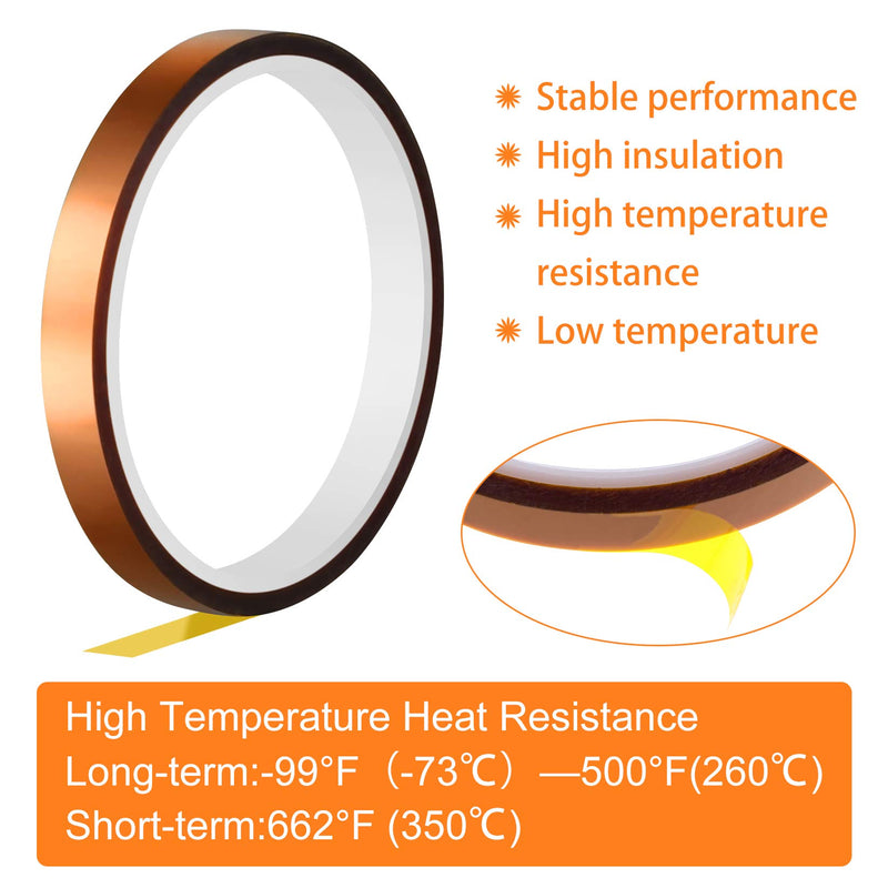 [Australia - AusPower] - FEPITO 4 Rolls Heat Tape for Heat Press Resistant Temperature Polyimide Tape,Ideal Solution for Heat Transfer,Sublimation,Heat Vinyl Press,3D Printing Electronics,Soldering,Circuit Board and More 
