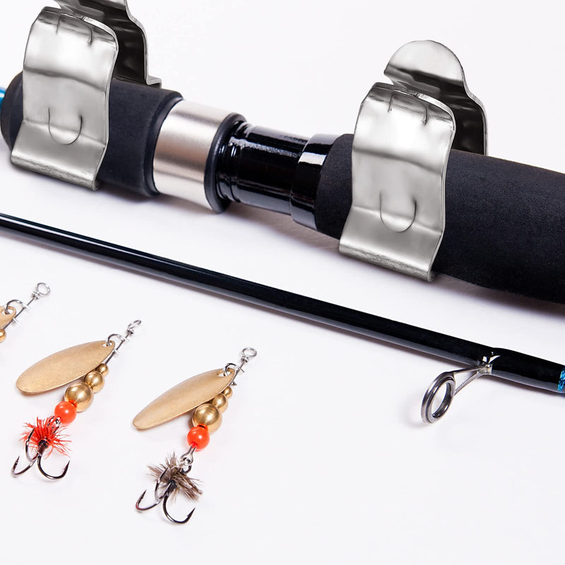 [Australia - AusPower] - Moxweyeni 4 Pieces of Stainless Steel Boat Hook Small Spring Clamp Holder Boat Oar Holders Marine Spring Clip Silver Bracket Clip 