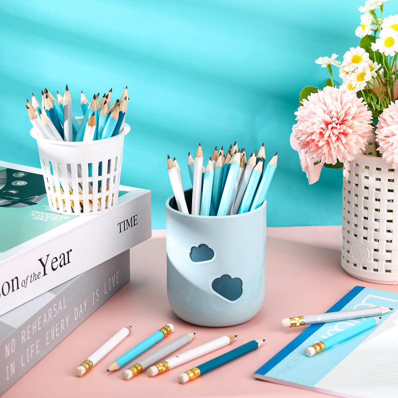 [Australia - AusPower] - 80 Pcs Half Pencils with Eraser Golf Pencils 2 HB Half Pencils 4 Inch Mini Pencils Hexagon Pre-sharpened Color Pencils Heart for Bridal Wedding Classroom Baby Shower School Office (Gray Teal Color) 'Light Color 