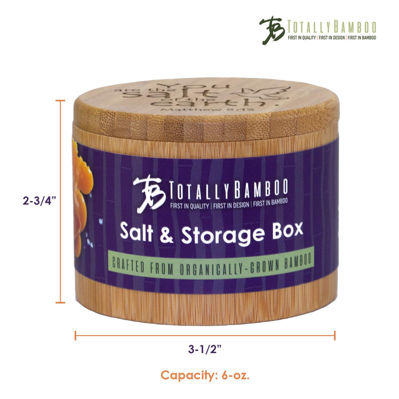 [Australia - AusPower] - Totally Bamboo Salt Cellar Bamboo Storage Box with Magnetic Swivel Lid, 6 Ounce Capacity, You are the Salt of the Earth Matthew 5:13 Engraved on Lid 
