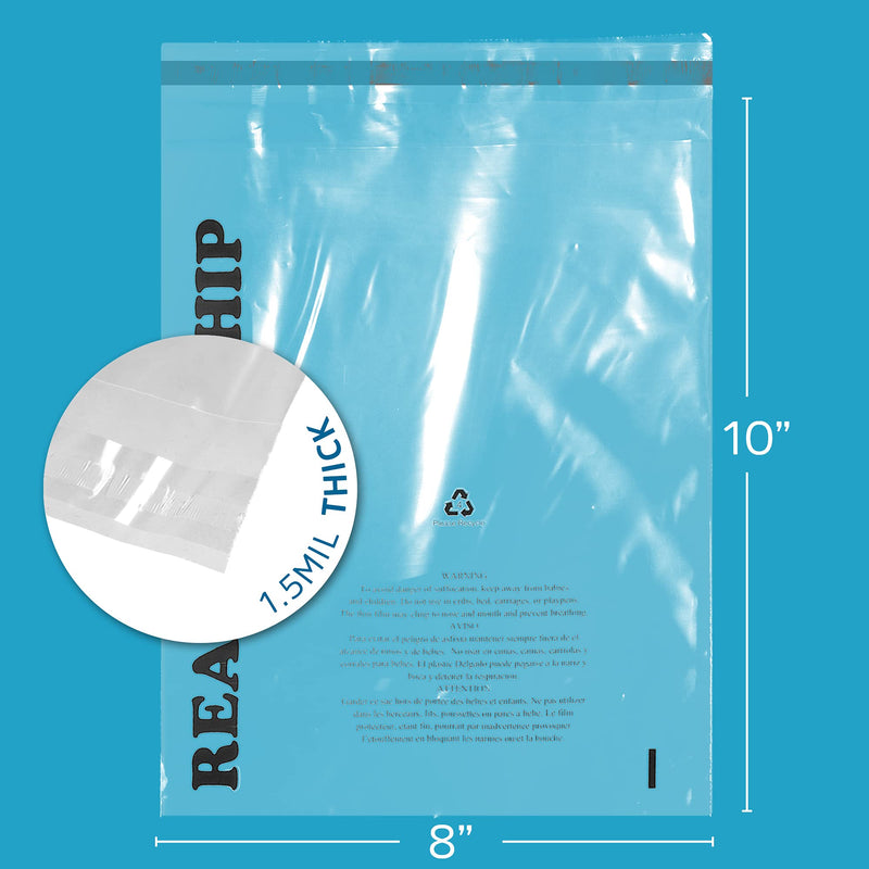 [Australia - AusPower] - GPI - Pack of 100 8" x 10", Clear SELF Seal Poly Bags - 1.5 mil Polybags with Permanent Adhesive Strip & Suffocation Warning for Packaging T Shirts & Clothing. Perfect for Shipping Supplies with FBA 