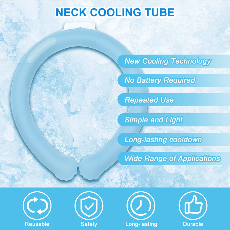 [Australia - AusPower] - Behappi Neck Cooler, Reusable Neck Cooling Device, Neck Cooling Tube,Wearable, Personal Air Conditioner for Summer, Japan Hot Product, No Battery Blue L 