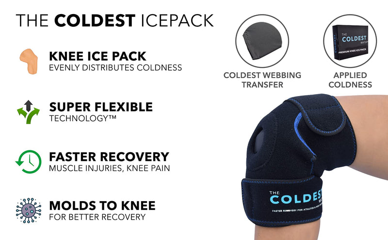 [Australia - AusPower] - The Coldest Knee Ice Pack Wrap, Hot and Cold Therapy - Reusable Compression Best for Meniscus Tear, Injury Recovery, Bursitis Pain Recovery, Sprains, Swelling and Rheumatoid Arthritis (Knee Ice Pack) 1 
