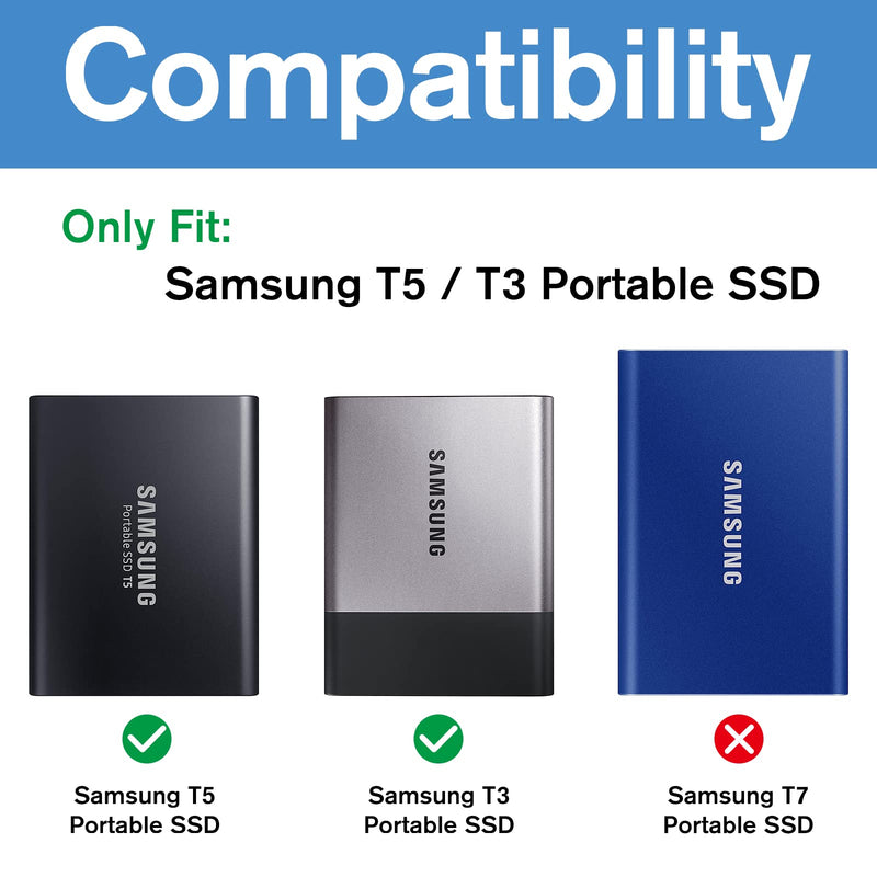 [Australia - AusPower] - ProCase Shockproof Carrying Case + Silicone Cover Combo for Samsung T5 / T3 Portable 250GB 500GB 1TB 2TB SSD USB 3.1 External Solid State Drives, Protective Hard EVA Storage Case Bag -Black 