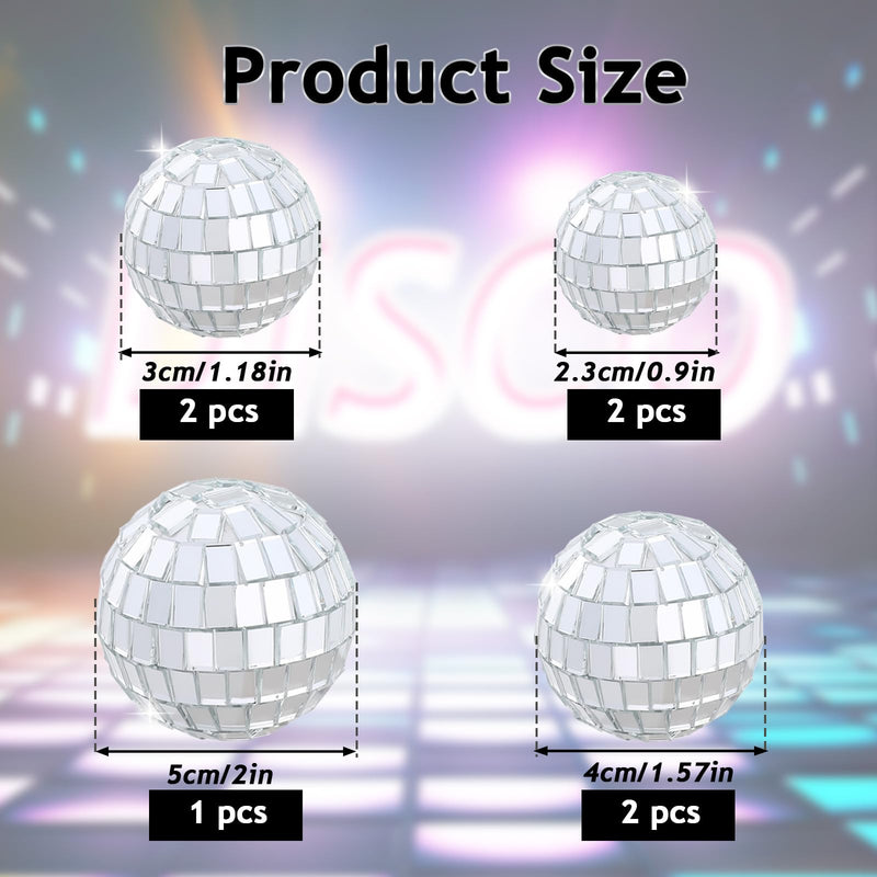 [Australia - AusPower] - 7PCS Disco Ball Cake Topper, Disco Ball Cake Decorations Different Sizes, 70s Disco Themed Dance Party Supplies, Small Disco Balls for Cake Dessert Accessories Disco Party Ornament (Silver) 