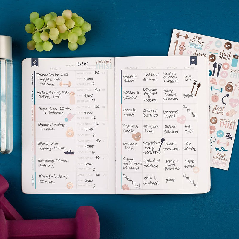 [Australia - AusPower] - Erin Condren Designer Petite Planner - Wellness Log/Wellness Planner Achieve Health Goals, Track Fitness, Sleep, Nutrition, Water Intake, Habits and More Watercolor Splash 