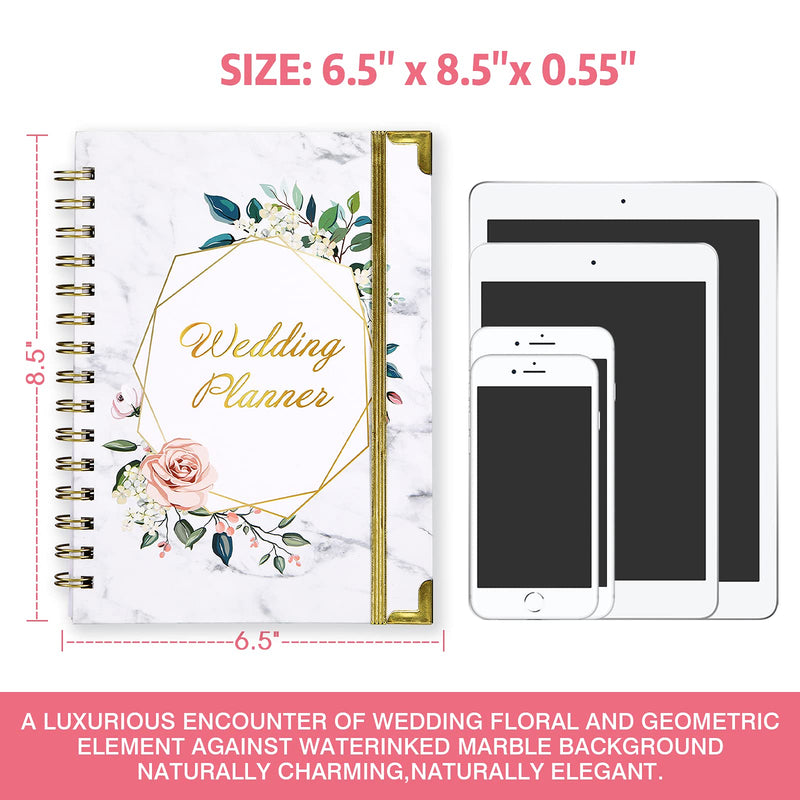 [Australia - AusPower] - Wedding Planner - Wedding Planner Book and Organizer for The Bride with 5 Tabbed Sections, 6.5" x 8.75", Hardcover with Metal Corner + 5 Inner Pocket + Sticker + Notes Pages - Wedding Floral 