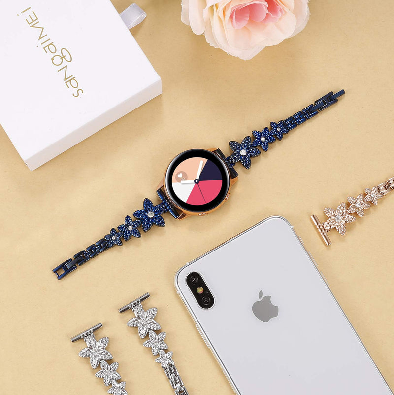 [Australia - AusPower] - SHGM Compatible with Galaxy Watch 41mm Band/Samsung Galaxy Watch 42mm Bands/Active 2 40mm 44mm/20mm Galaxy Watch 4 Band/Bling Crystal Watch Bands Width Solid Stainless Steel Metal Replacement Strap Navy blue 