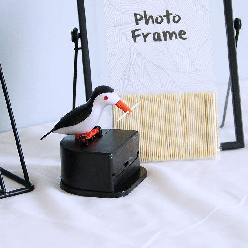 [Australia - AusPower] - Jucaifu Little bird toothpick dispenser, creative push-type toothpick bird dispenser, toothpick holder. (black) Black 