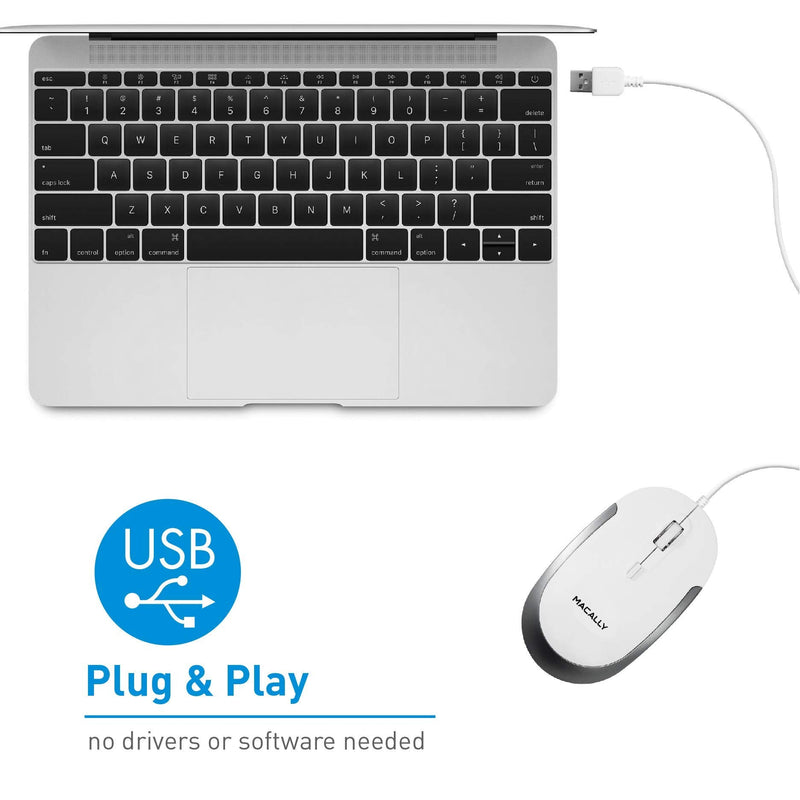 [Australia - AusPower] - Macally Mini Wired Keyboard and a Quiet Wired Mouse, Office Essentials 