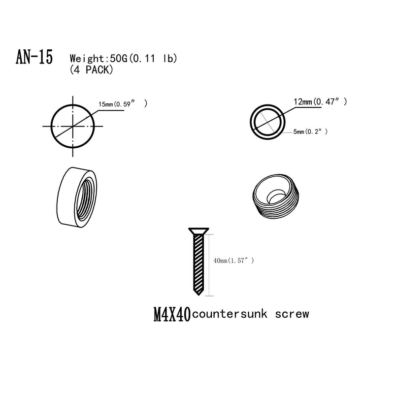 [Australia - AusPower] - Mirror Screws,Brass Cap Decorative Mirror Nails,0.6",Satin Nickle,4 Pack Circle:0.6" 