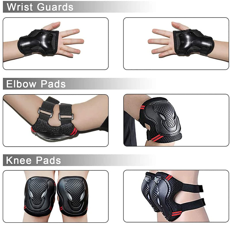 [Australia - AusPower] - Glaf Kids Bike Helmet Toddler Helmet for Ages 3-14 Boys Girls Kids Sports Protective Gear Set Adjustable Kids Helmet and Knee Elbow Pad Set for Cycling Skateboard Scooter Rollerblading Helmet 7Pcs Black Small: 18.90"-21.26" 