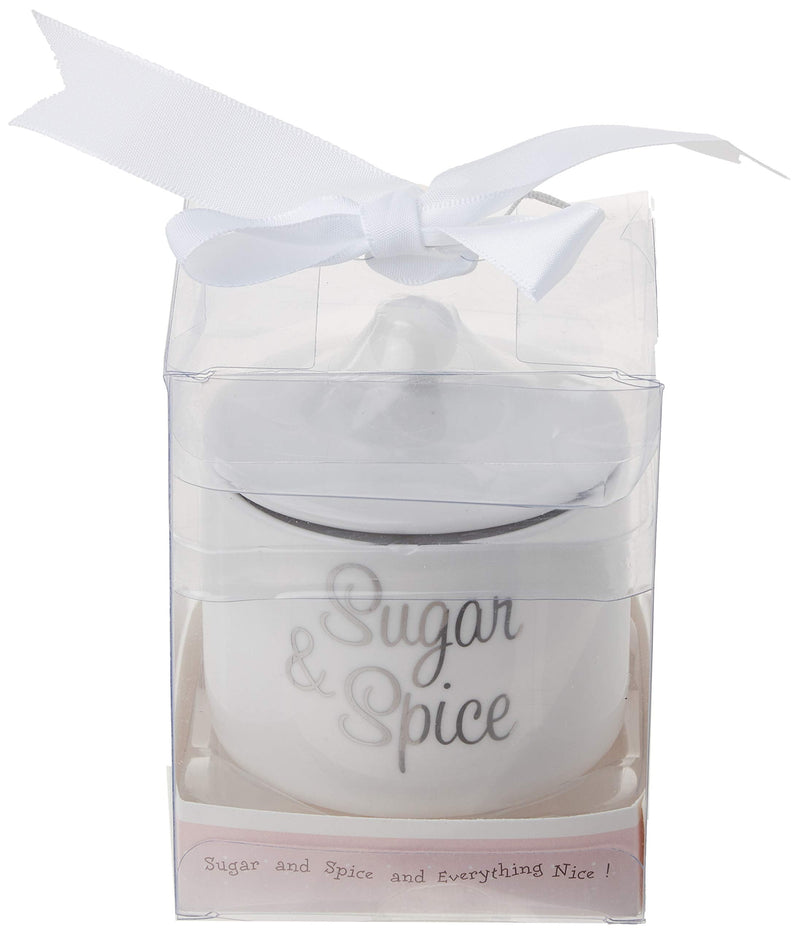 [Australia - AusPower] - Kate Aspen Ceramic Sugar Bowl, Spice and Everything Nice, White one size White & Silver 