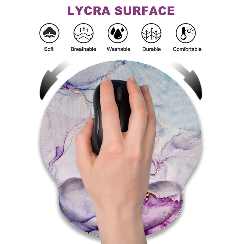 [Australia - AusPower] - Ergonomic Mouse Pad with Wrist Rest Support Gel, ArtSo Non Slip Rubber Base Pad Computer PC Laptop Women Men Mousepad for Home, Office, Gaming, Working Easy Typing, Pain Relief, Purple Blue Marble Pink Blue Marble 