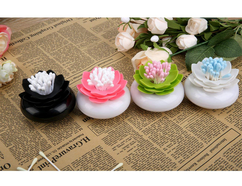 [Australia - AusPower] - Bloss Cotton Swab Holder Q-Tips Holder Lotus Toothpick Holder Small Toothpick Case Toothpicks Organizer Bathroom Vanity Canister -Green Green 1 PCS 