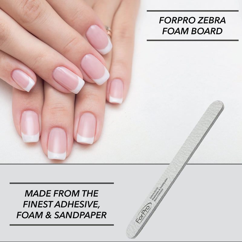 [Australia - AusPower] - ForPro Professional Collection ForPro Zebra Foam Board, 80/80 Grit, Double-Sided Manicure Nail File, 7 inches L x .75 inches W, Black, 50 Count 
